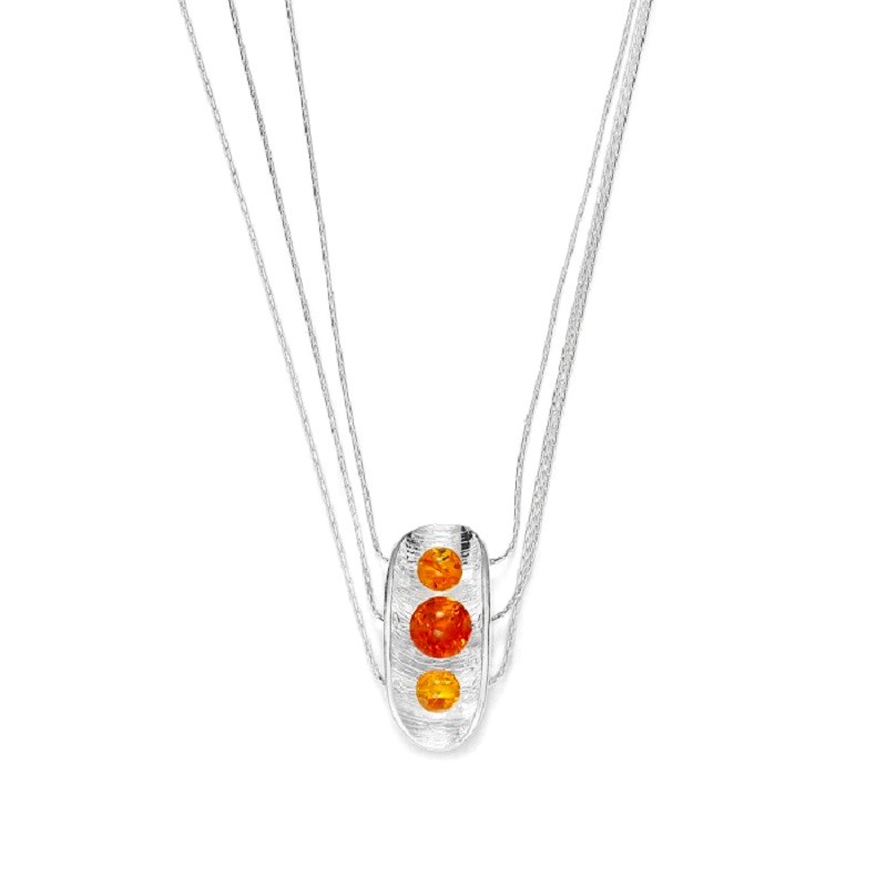 Collier argent et ambre