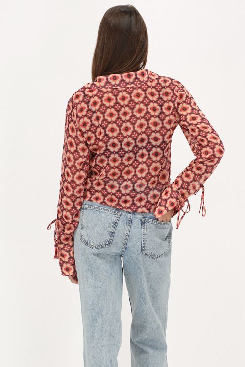 Multikleur tie dye top met bloemen