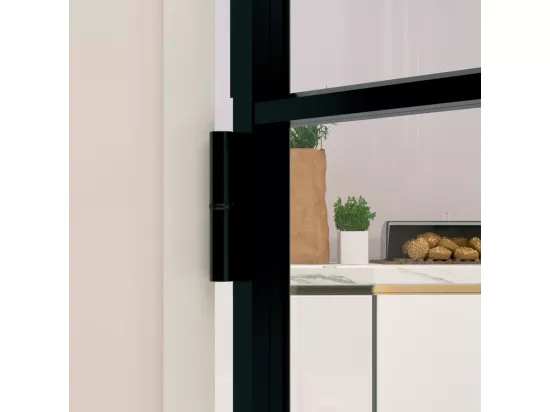 Porte d'intérieur Noir 76x201,5 cm Trempé verre aluminium fin