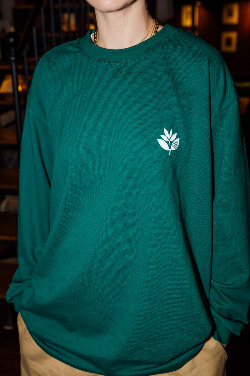 T-SHIRT À MANCHES LONGUES PIQUETÉ PLANTES - VERT