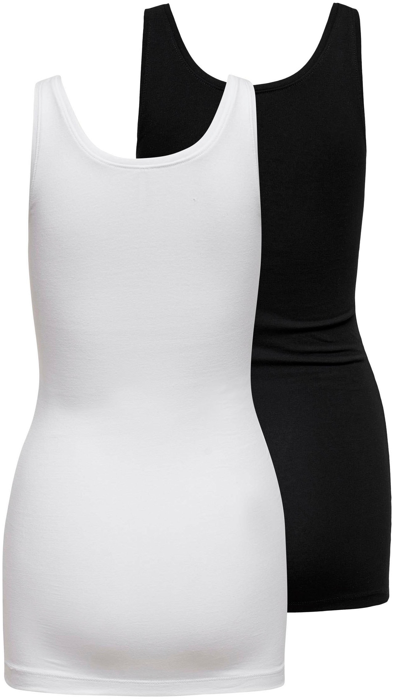 ONLY Tanktop »ONLLIVE – Slim-Fit Tanktops mit Stretch für optimalen Sitz«, 2 Stk. slim fit, casual, Jersey, Baumwollmischung, Rundhals