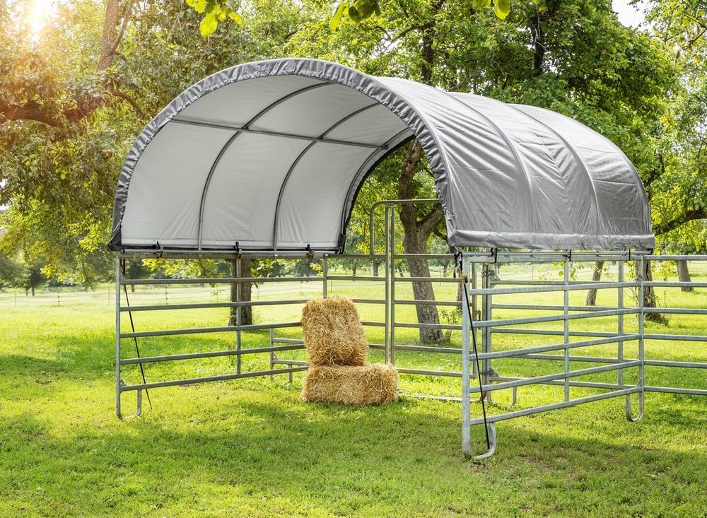 GreenYard® Weidezelt-Überdachung - ca. 360 x 360 x 160 cm Abdeckplane Schutzhülle mit Stahlrahmen