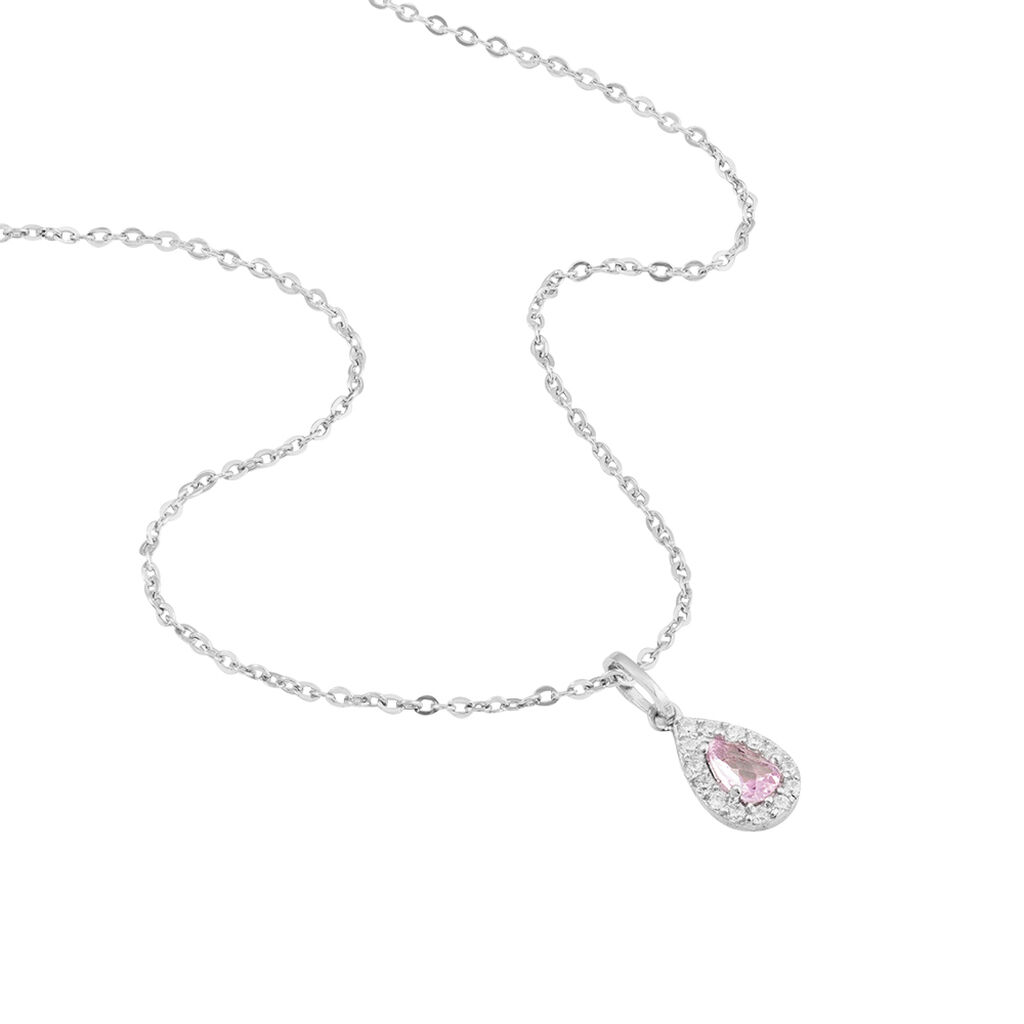 Collier Tania Argent Blanc Pierre De Synthese Et Oxyde De Zirconium