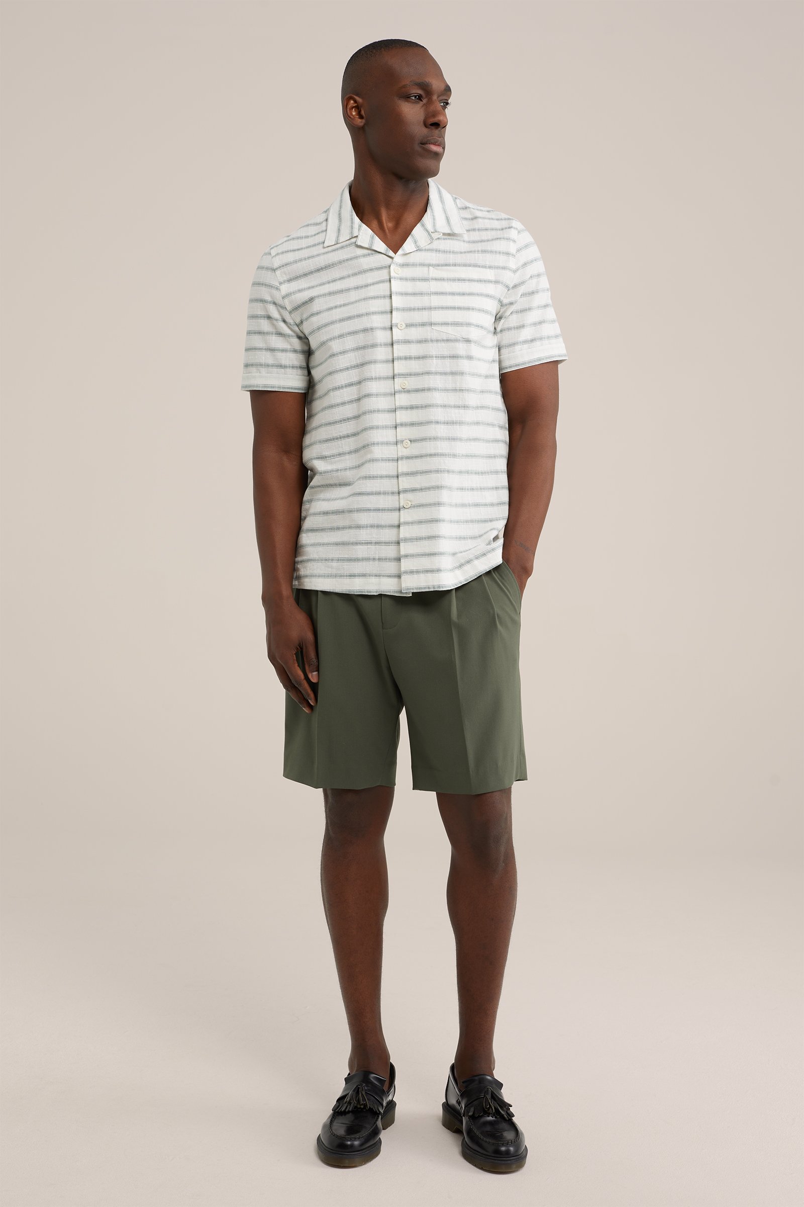 boxy fit overhemd met dessin WE Fashion Beige