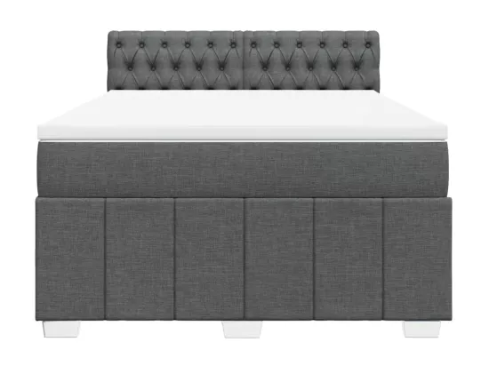 Sommier à lattes de lit avec matelas Gris foncé 160x200cm Tissu