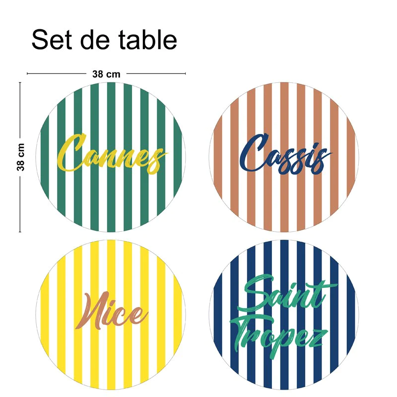 Lot de 4 sets de table L 38xl 38cm - MIX FRENCH RIVIERA 99deco
