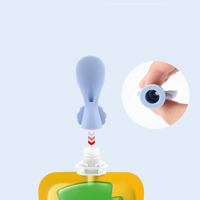 (65x25mm) Silikon Kinder Quetschie Löffel Wiederverwendbarer Baby Quetschbeutel Aufsatz inkl. Aufbewahrung Box - Weiss