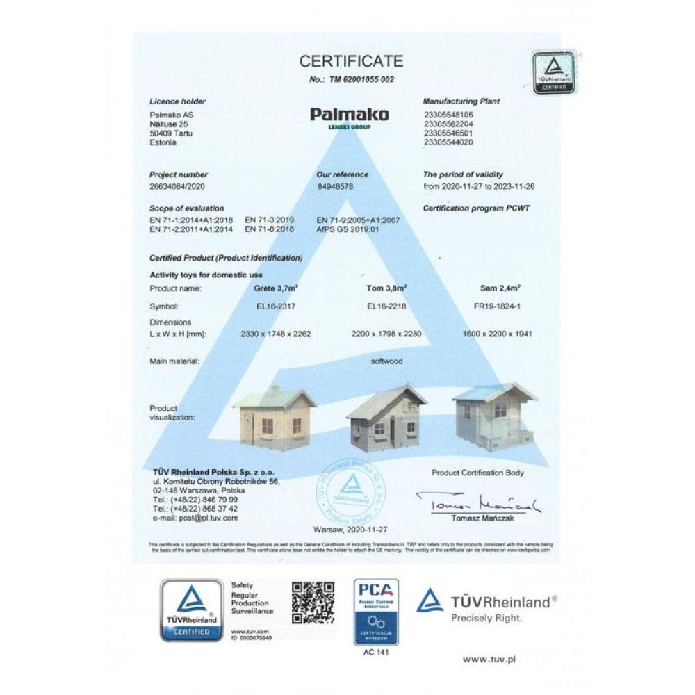 LEKEHUS PALMAKO GRETE 4,1M² UBEHANDLET