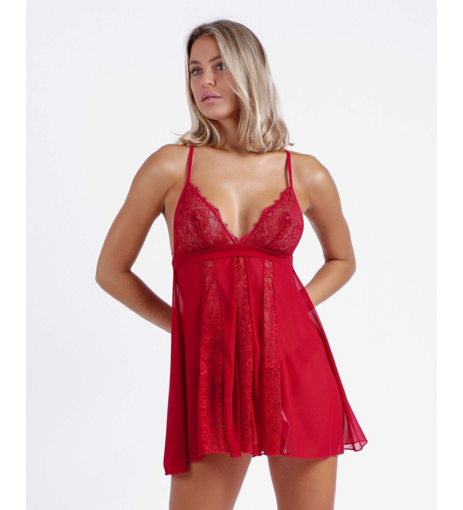 Conjunto Admas Temptation e calcinha noturna na cor vermelha