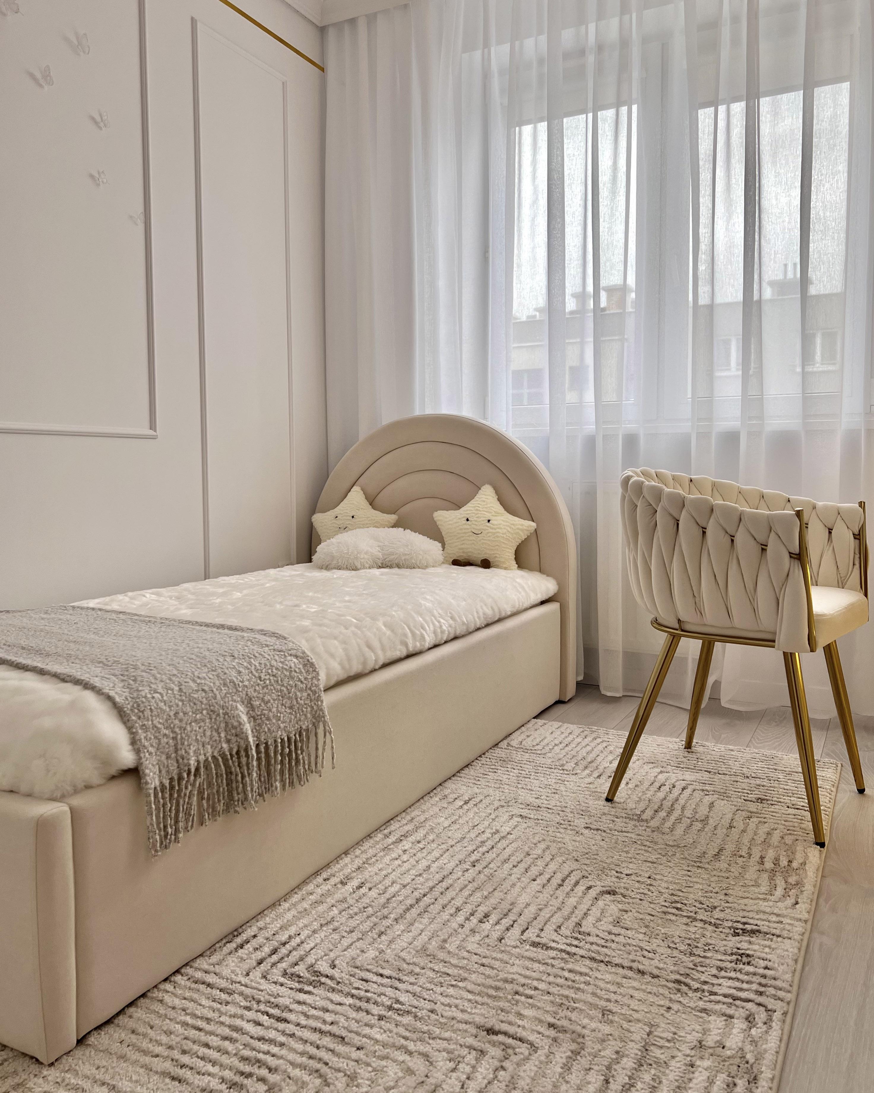 Kinderbed met opbergruimte Fluweel ANET 90 x 200 cm Beige