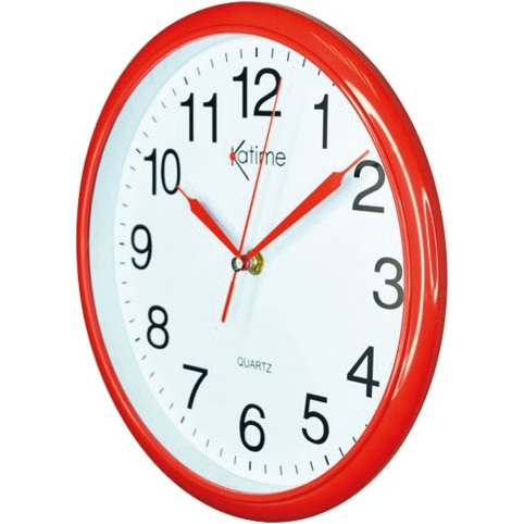 Pendule à quartz - murale - D : 26 cm - coloris assortis