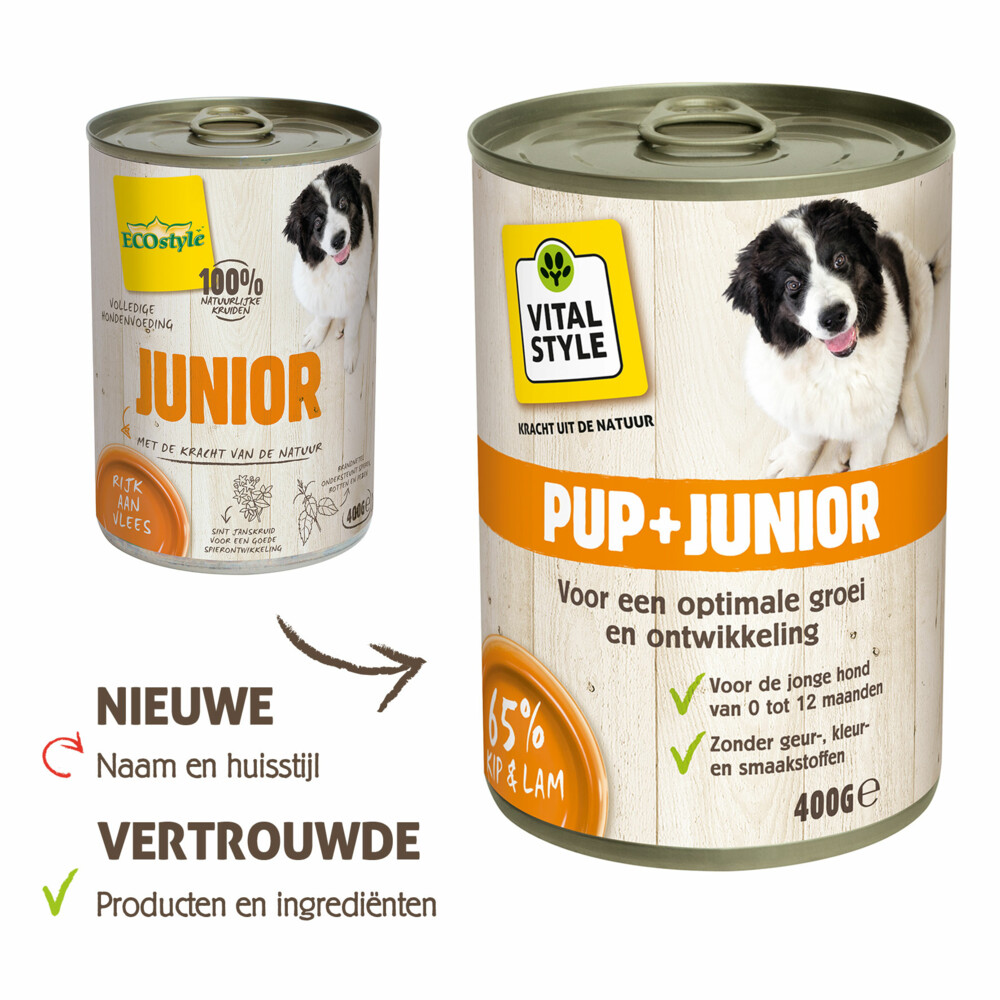 6x VITALstyle Hondenvoer Blik Puppy - Junior400 gr