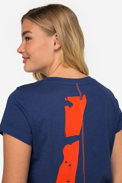 T-Shirt, Print, V-Ausschnitt, Halbarm, OEKO-TEX