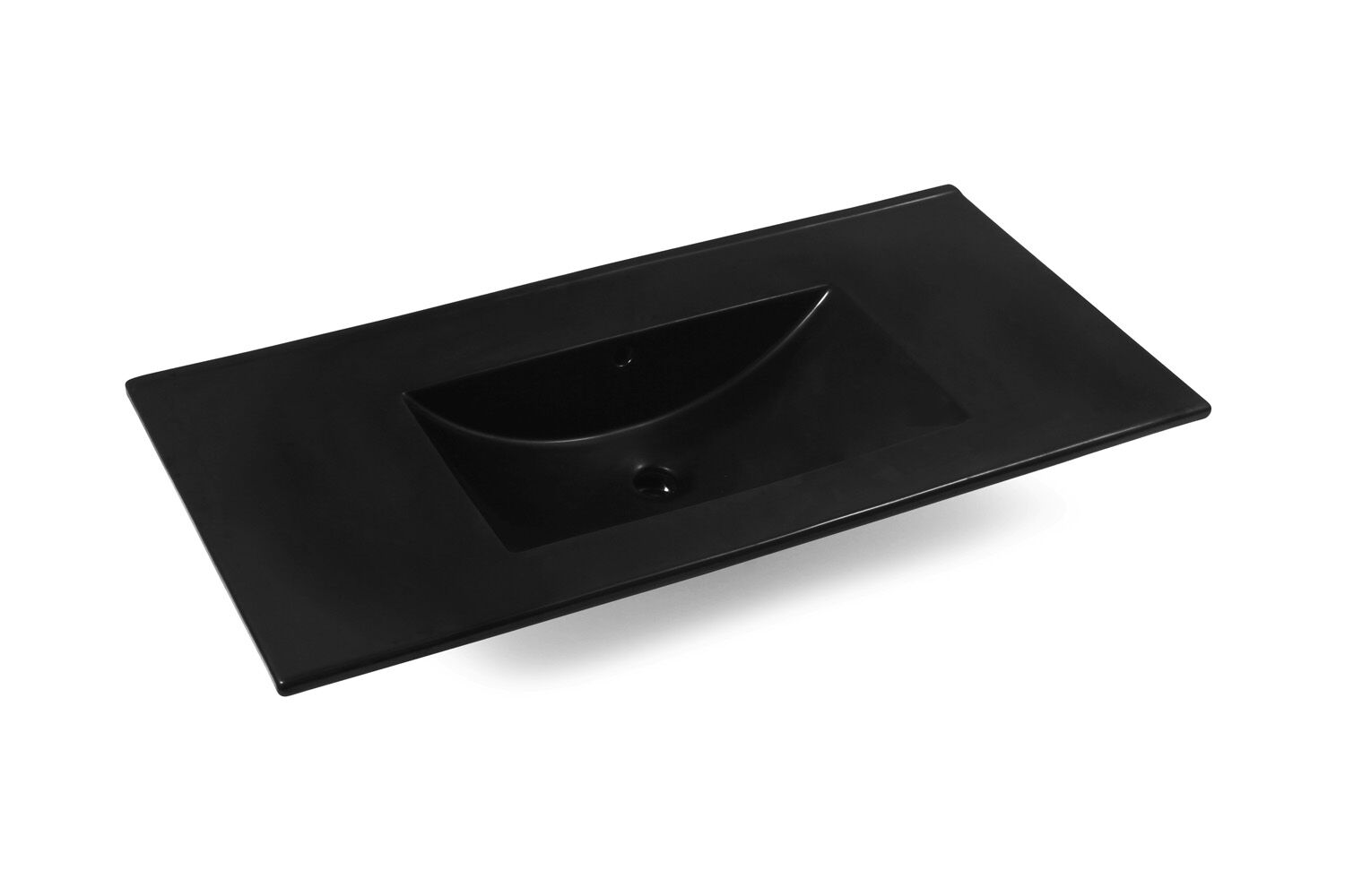 Fontana Rovigo badmeubel 100cm met zwarte wastafel zonder kraangat mat wit
