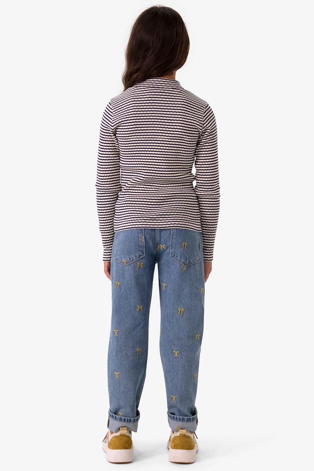 Blauwe tapered jeans met embroidery
