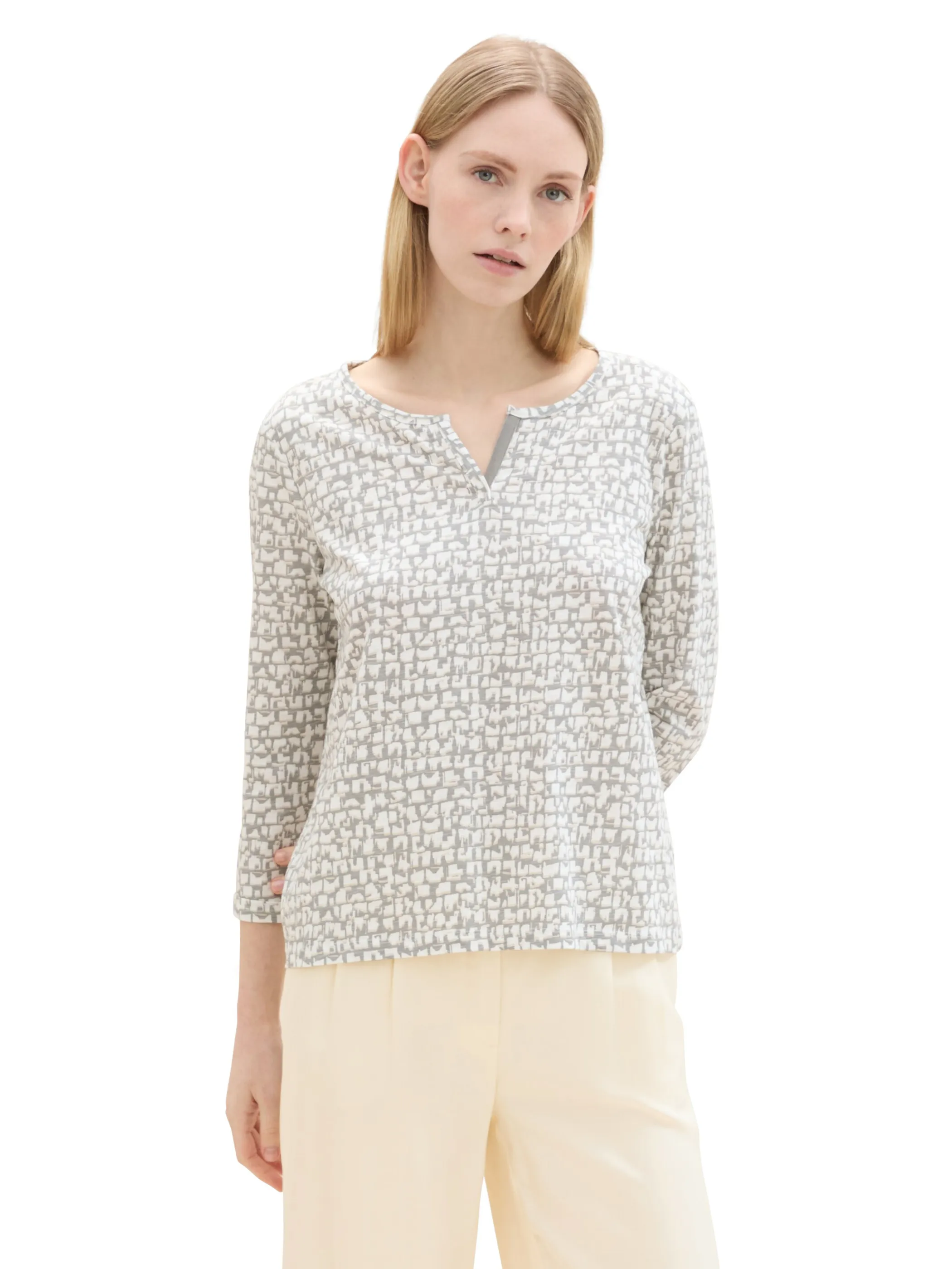 Damen Henleyshirt mit 7/8 Ärmeln