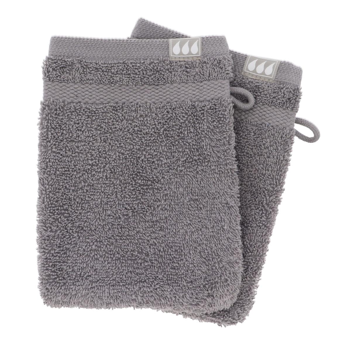 SET 2 GANTS TOILETTE 15X21CM COTON GRIS