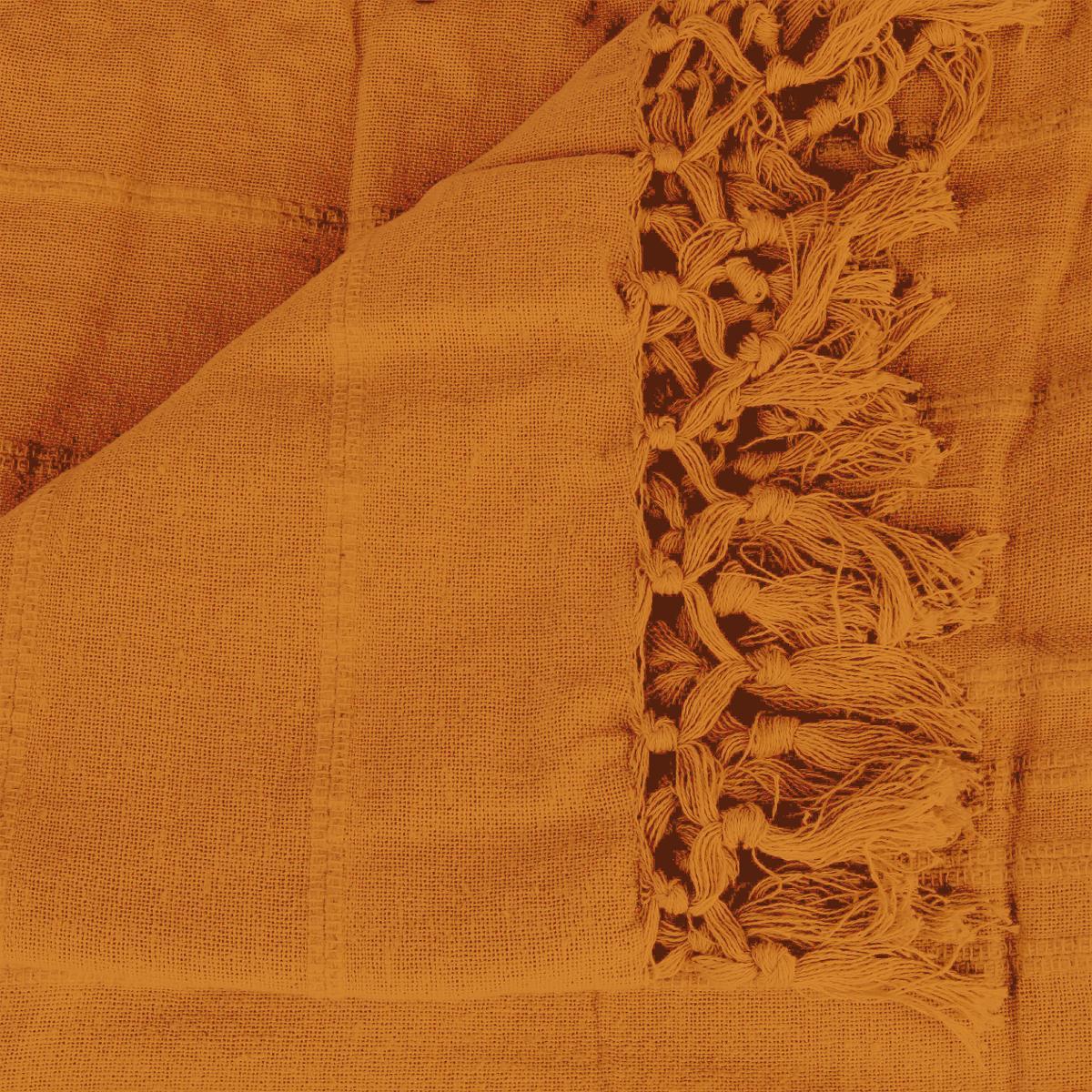 JETE DE LIT EN COTON JAUNE MOUTARDE 160X220CM