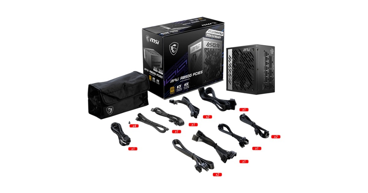 MSIMPG A850G PCIE5 modulaire 850 watt voeding   (Zwart, 6x PCIe)