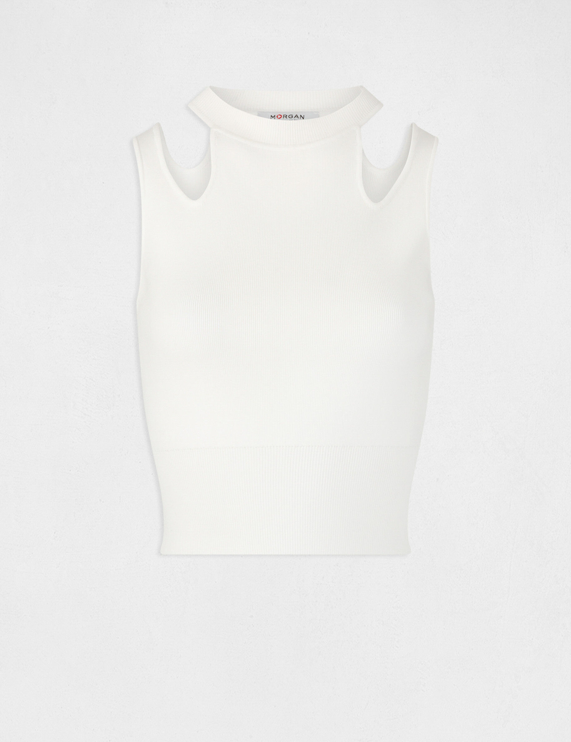 Débardeur pull avec ouvertures ecru femme - ecru