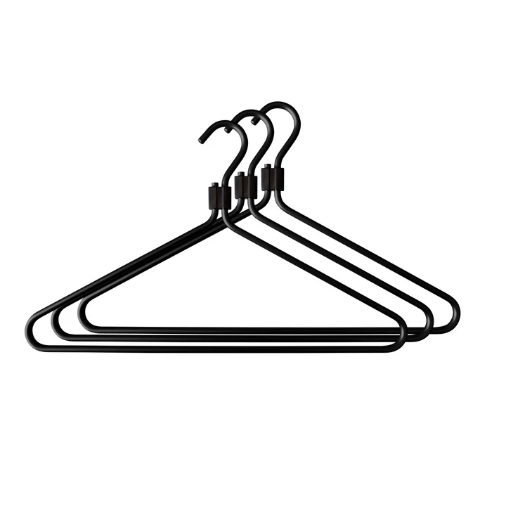 Radius Design - Kleiderbügel, schwarz / Clip schwarz (3er-Set)