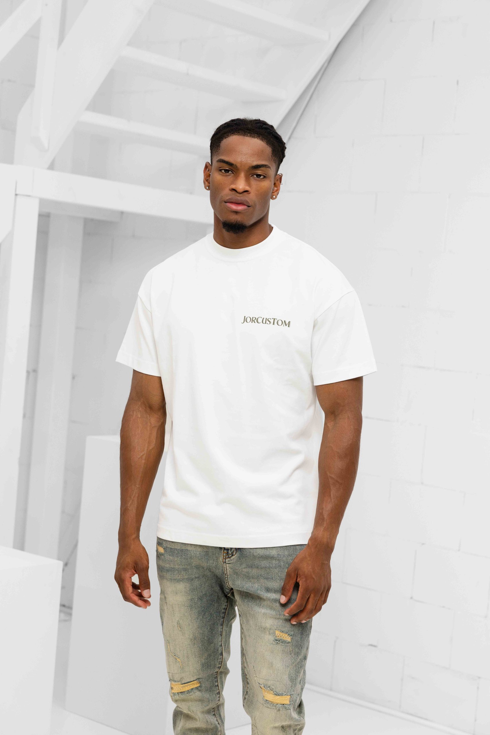 Jorcustom Ribbon Loose Fit T-Shirt Heren Wit