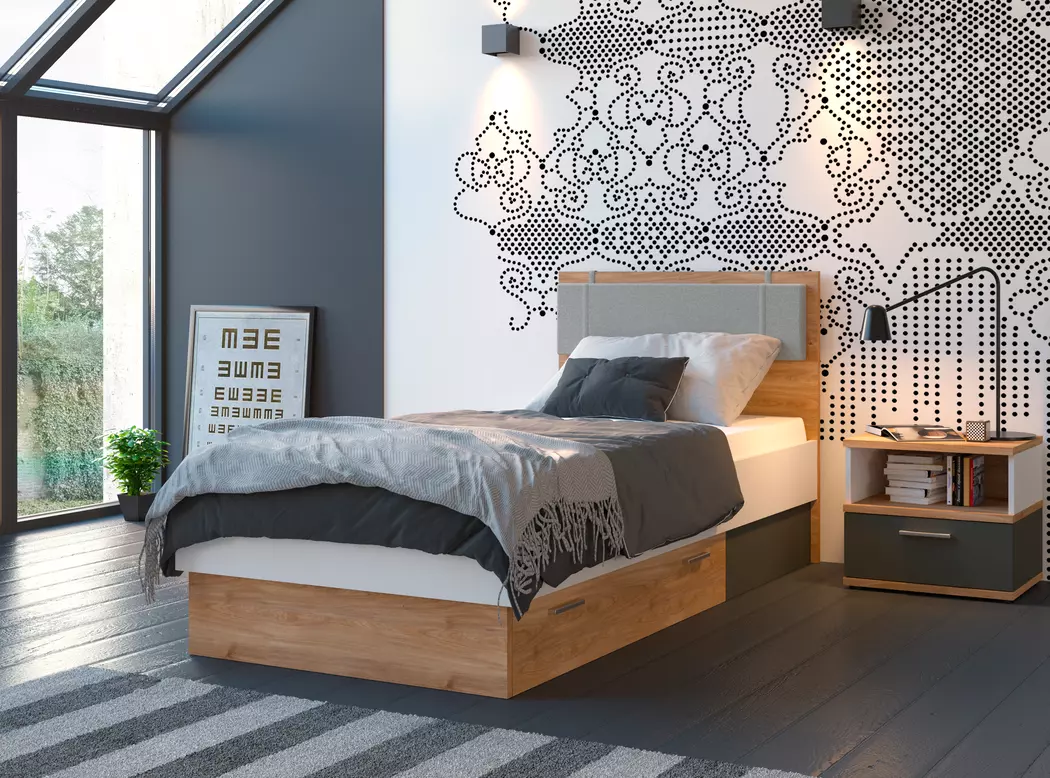 Bett mit Polsterkopfteil Twenty 90 x 200 cm