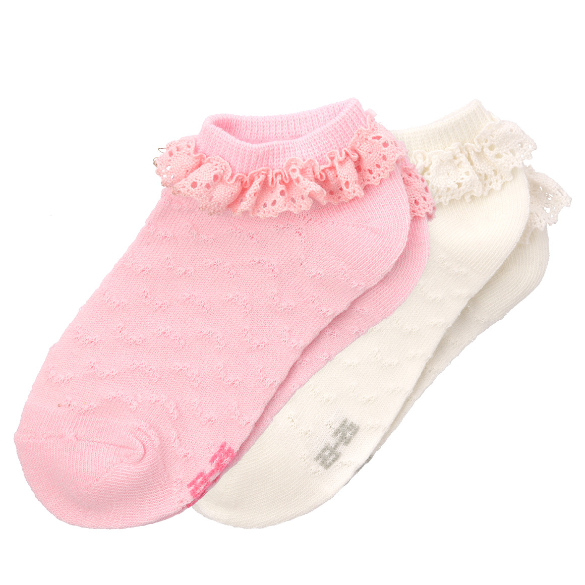 Topolino 2 Paar Mädchen Sneaker-Socken mit Rüsche weiss