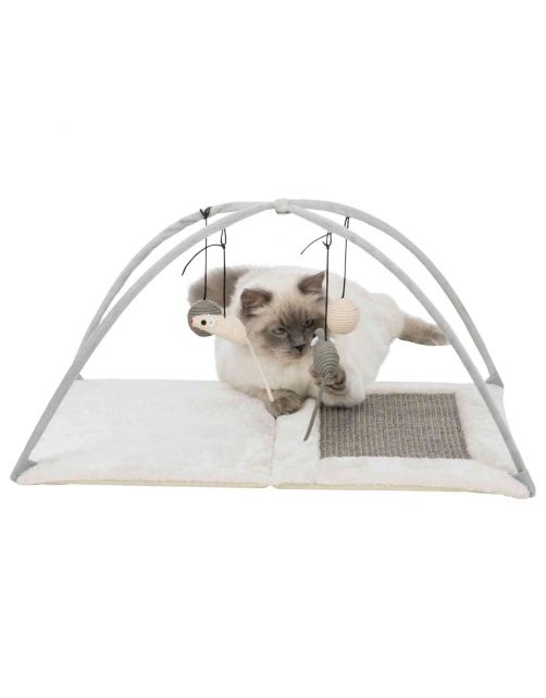 Trixie Junior Krabmat Met Speelboog - Krabplank - 60x33x42 cm Lichtgrijs