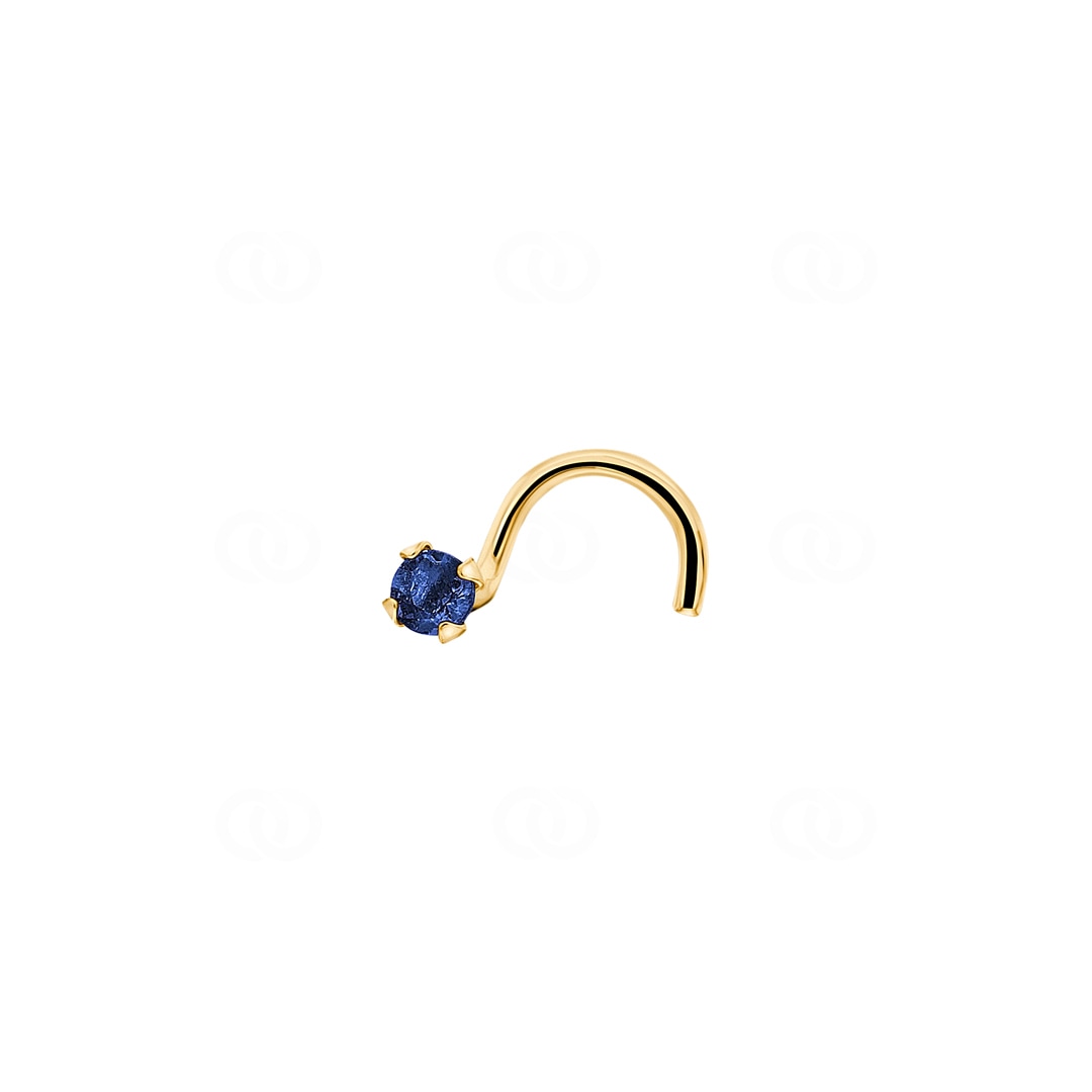 Nasenpiercing Spirale 750/18 K Gelbgold mit Saphir