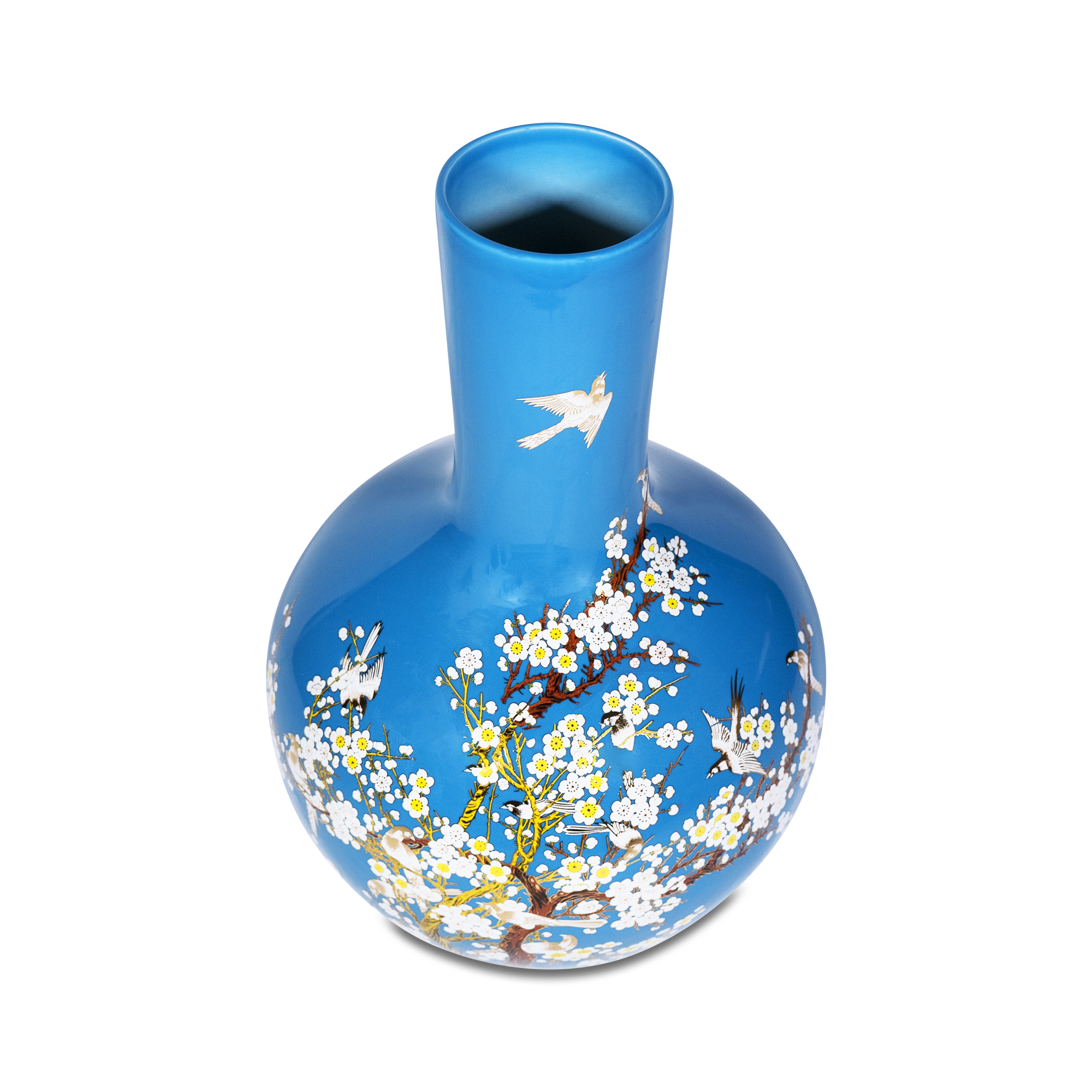 Bloemenvaas geel M Vaas blauw bloemen M