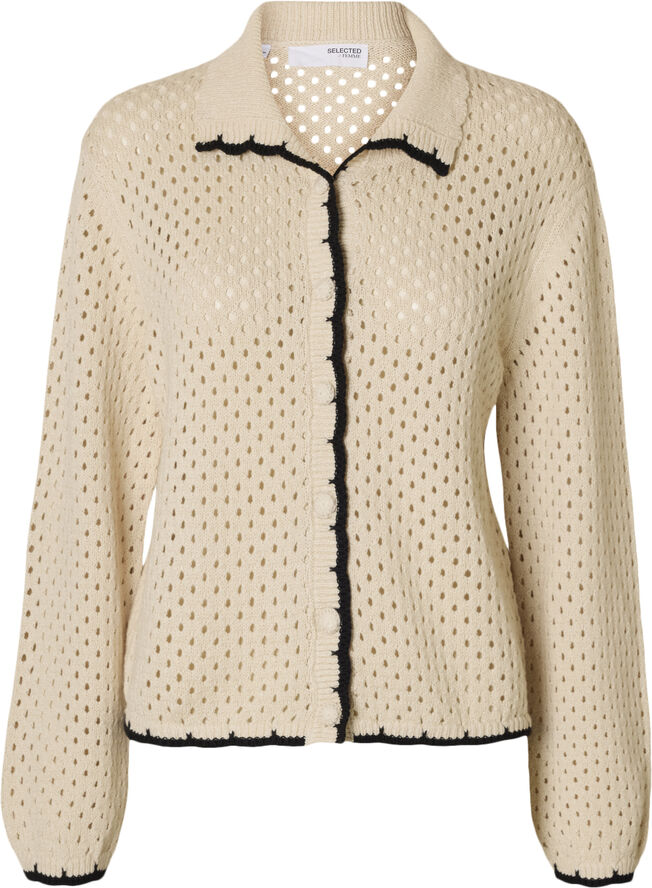 Selected Femme SLFKENYA LS KNIT POLO CARDIGAN D2 Birch/black