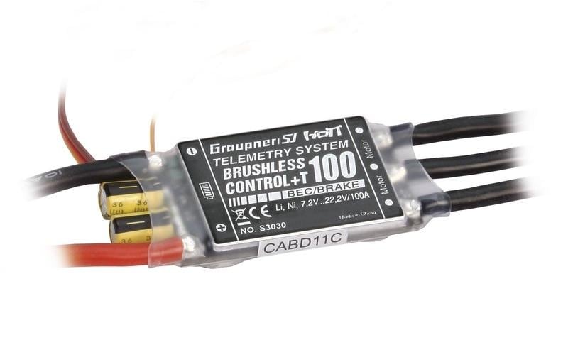 Brushless Regler BL Control+ T100 100A, 2-6S, BEC<br>Brushless ESC mit Telemetrie für Flugmodelle