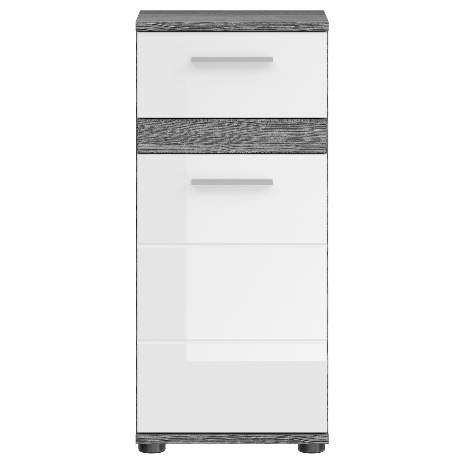 Unterschrank BLAKE - weiß Hochglanz - Rauchsilber - 35 cm
