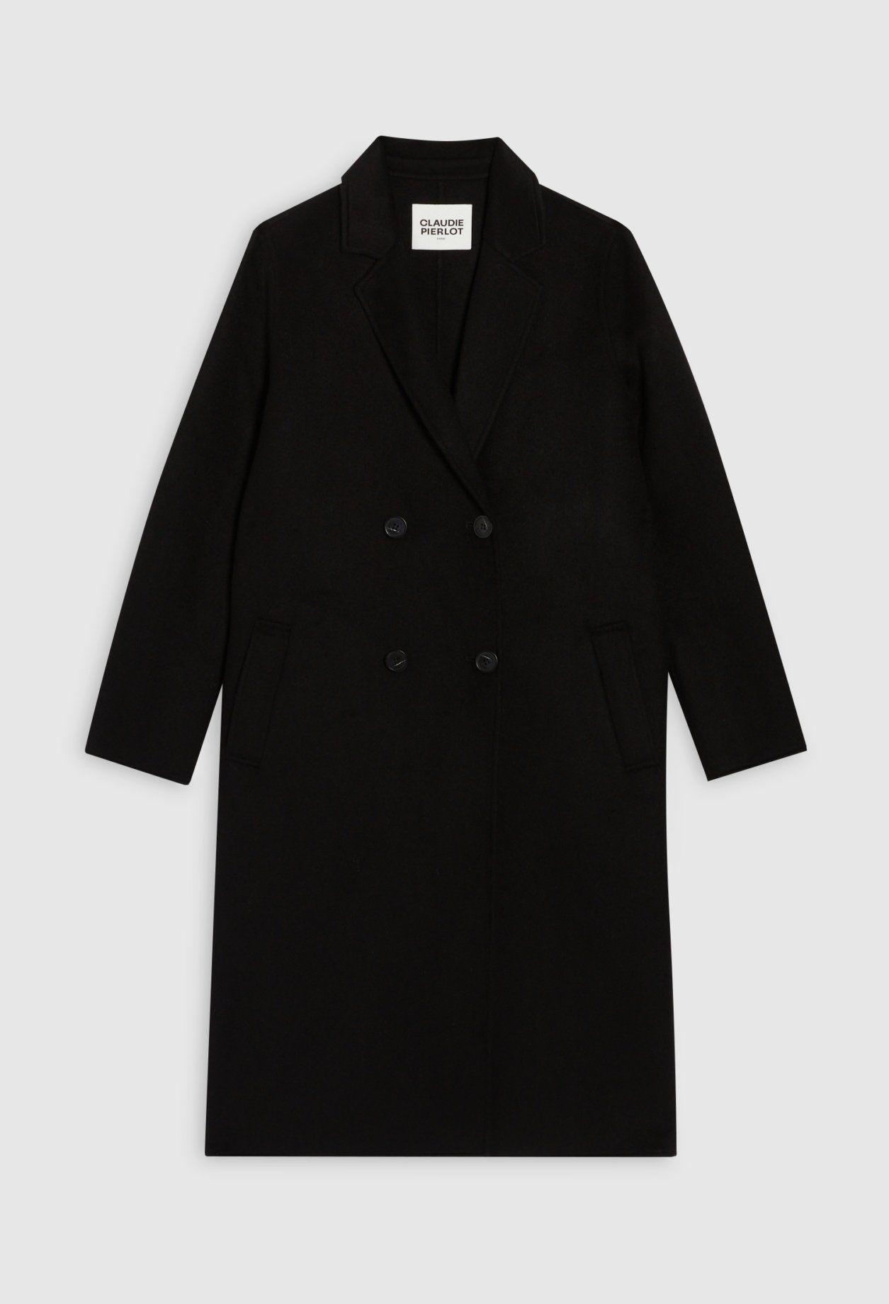 Manteau noir droit mi-long