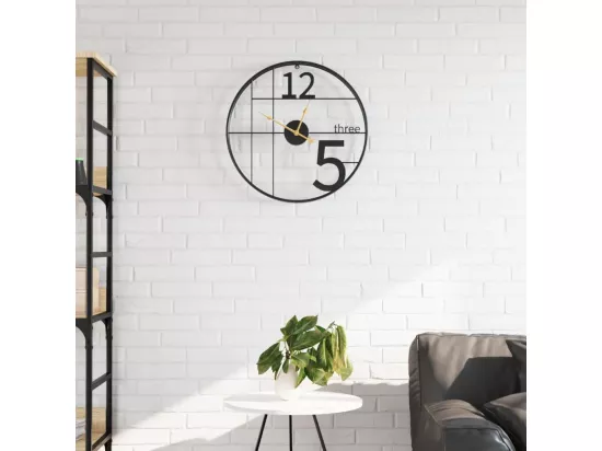 Horloge murale noir Ø50 cm fer