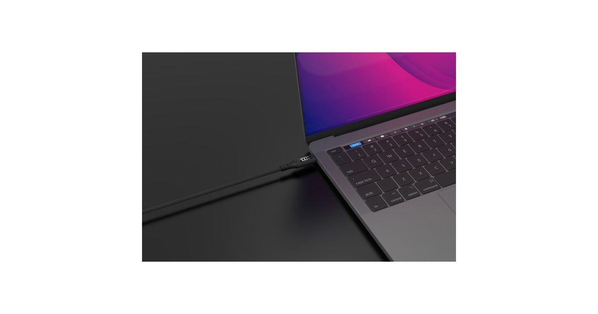SitecomUSB-C naar USB-C voedingskabel met led-scherm  (Zwart, 1,5 meter)