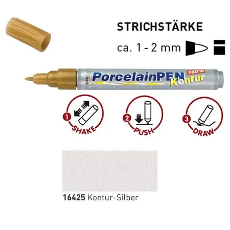 KREUL PorcelainPen metallic 160°C Kontur Silber