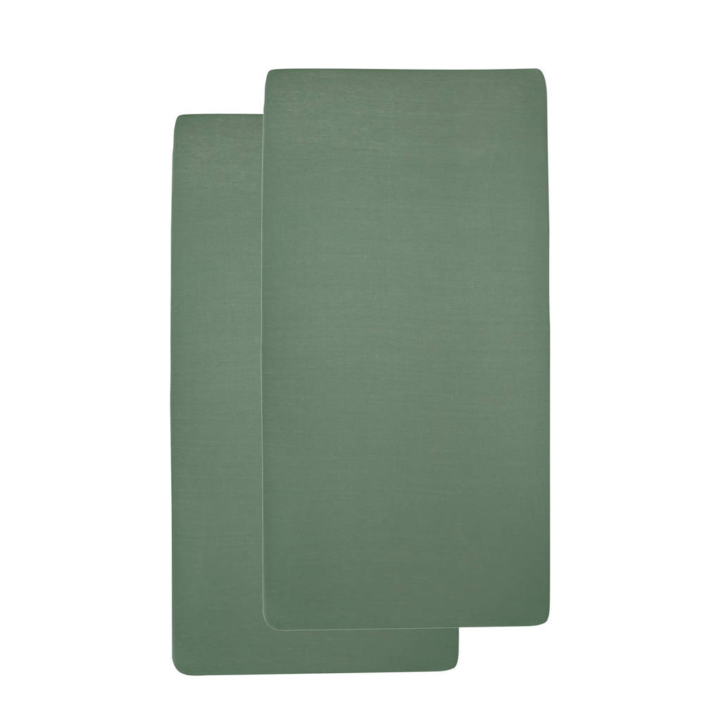 katoenen jersey hoeslaken junior bed 70x140/150 cm - set van 2 forest green