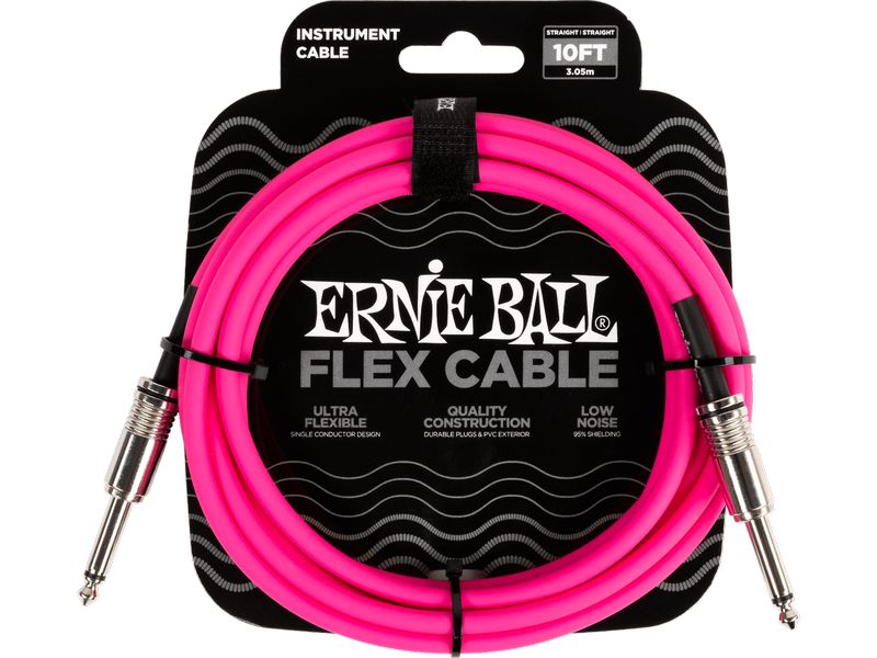 Ernie Ball Instrumentenkabel Flex 6413 – 3.05 m, Pink Flexibles Standardkabel für Instrumente