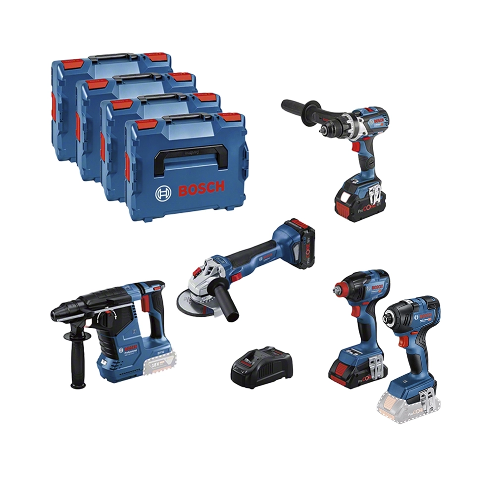 Bosch 5 Tool Kit GSR+GDX+GWS+GBH+GDR (0.615.990.N32 + 0.601.9J2.105)
