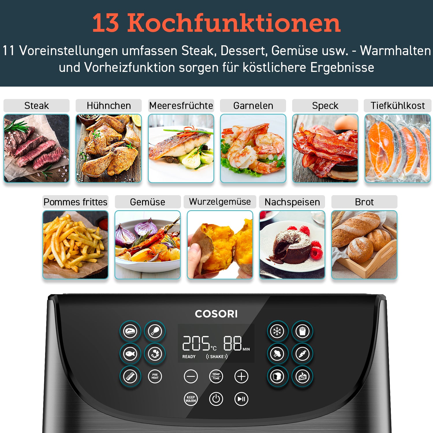 COSORI 3,5-Liter Heißluftfritteuse Schwarz