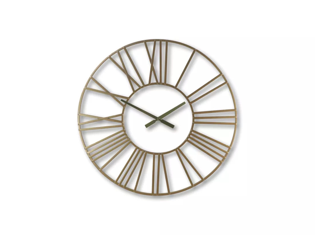 Roman - Horloge murale - fer - coloris doré - 80 x 5 x 80 cm