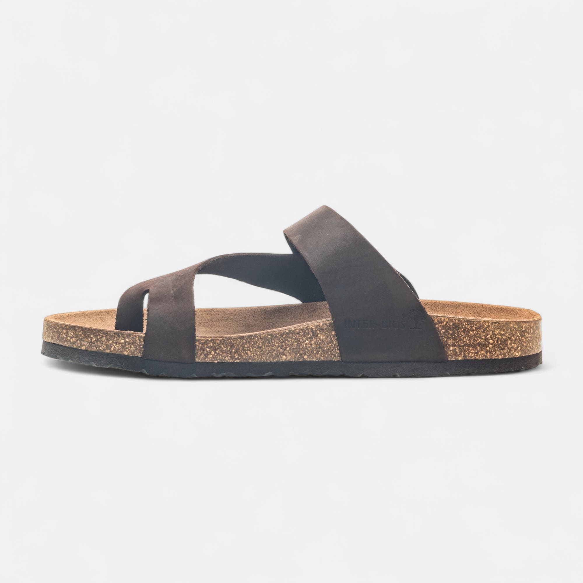 Mules semelle liège Homme en cuir marron