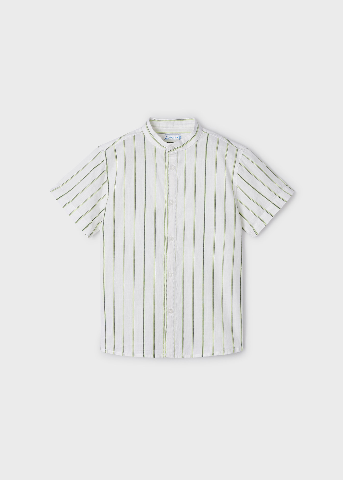 Camisa de algodão de manga curta com gola mandarim para meninos