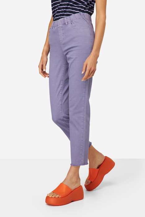 7/8-Slimhose, schmale Passform, 4-Pocket, Fransensaum, mit recyceltem Polyester
