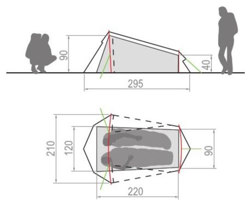 Tente Tunnel Vaude Arco 1-2 Personnes Rouge