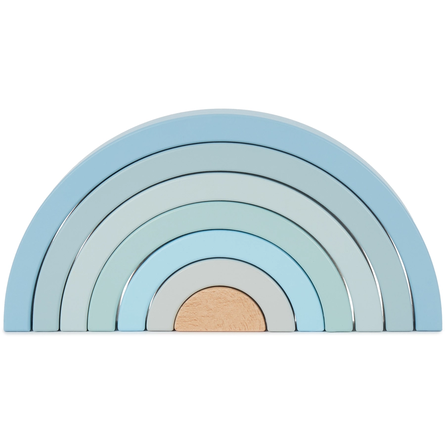bieco Holz Regenbogen zum Stapeln blau