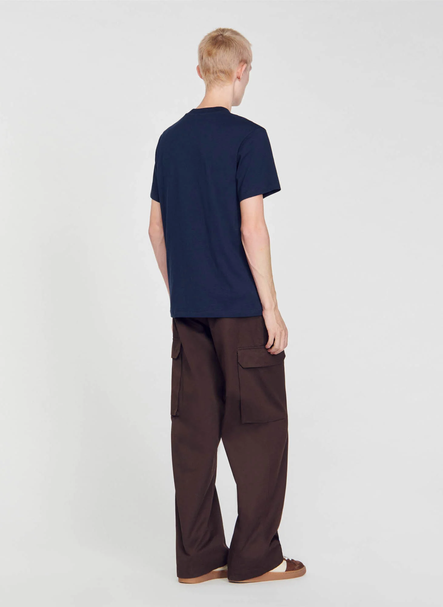 Tee-shirt droit col rond en coton | Bleu