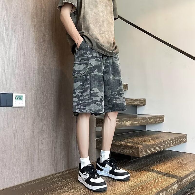 Real Boy - Camouflage Cargo Shorts met Trekkoord Taille